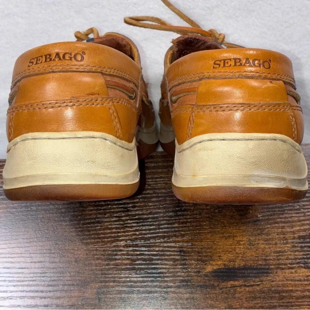 Sebago Becket Mens Boat Shoes Casual Tan Size 9M Leather Loafers Preppy Sailing